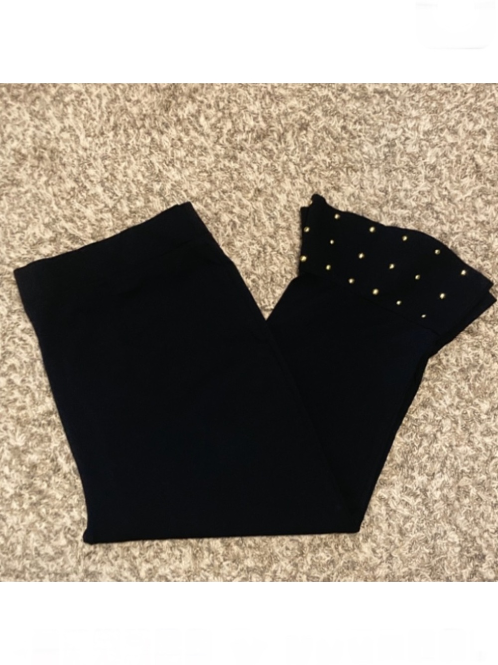 INC International Concepts Gold-Studded Black Stretch Ruffle Capris, Size 20W